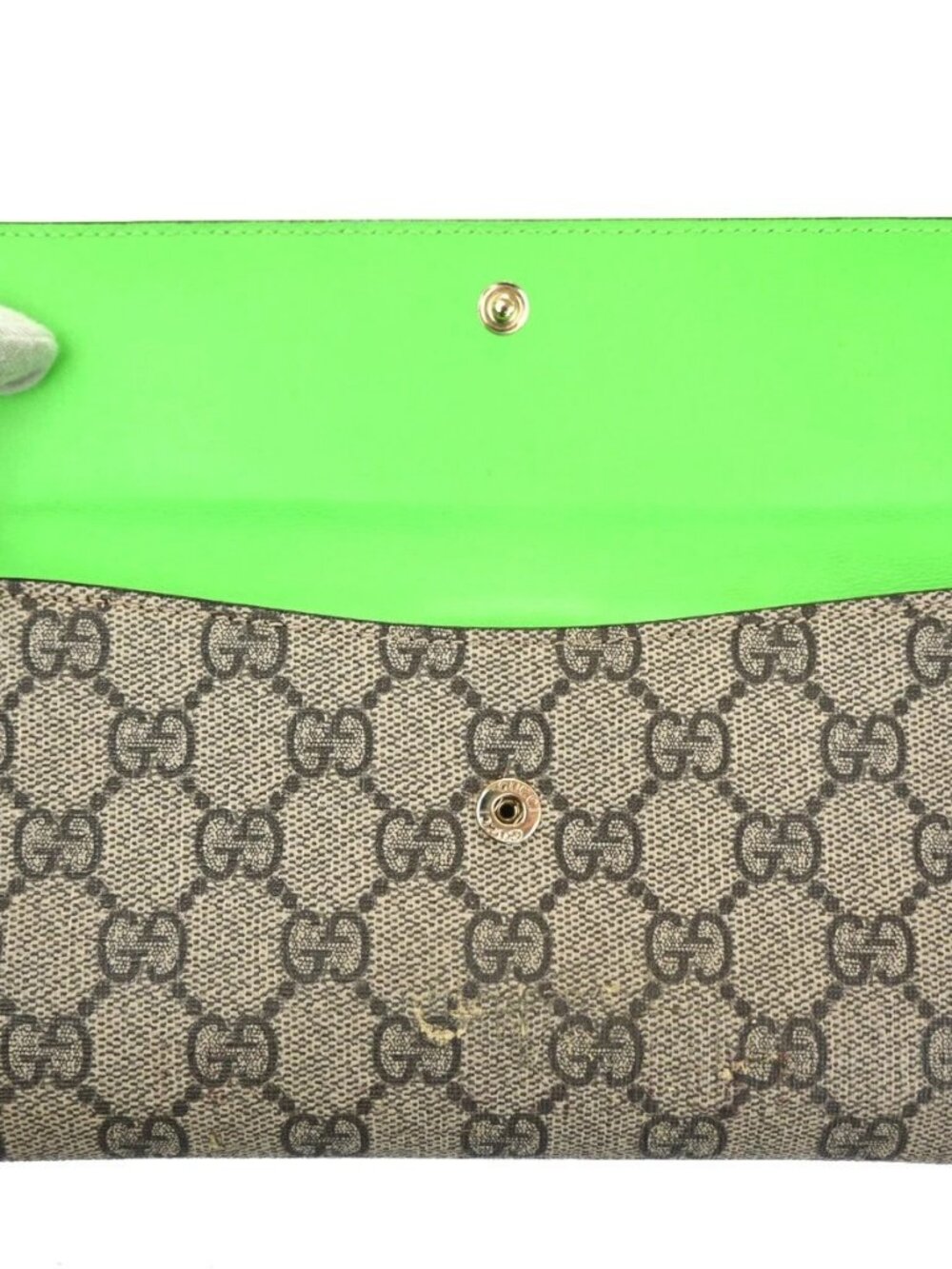 GUCCI GG heart Bifold Long Wallet Supreme Leather Green Beige GHW 01KC911 - Picture 13 of 15